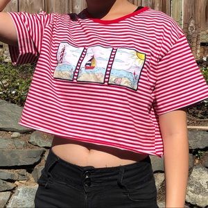 Cropped striped t-shirt